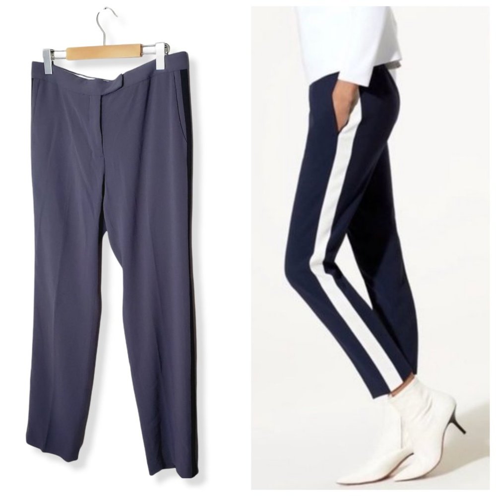 ARITZIA WILFRED Grey Japanese Fabric Side Stripe Trousers